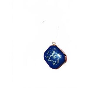 Vintage Blue Floral Enamel Pendant Charm